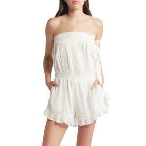 Free People Feelin' Fancy Strapless Cotton
Romper Ivory Women’s Large NWT Boho